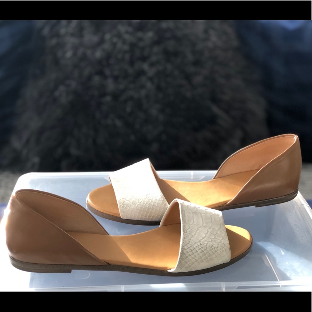 White J. Crew Snakeskin Flats